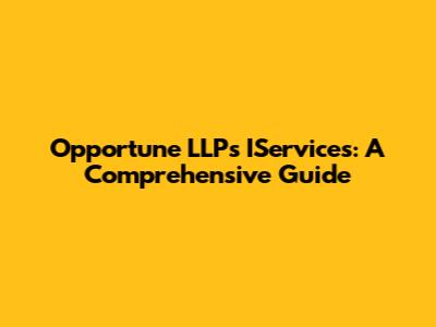 Opportune LLP's IServices: A Comprehensive Guide