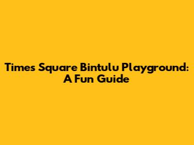 Times Square Bintulu Playground: A Fun Guide